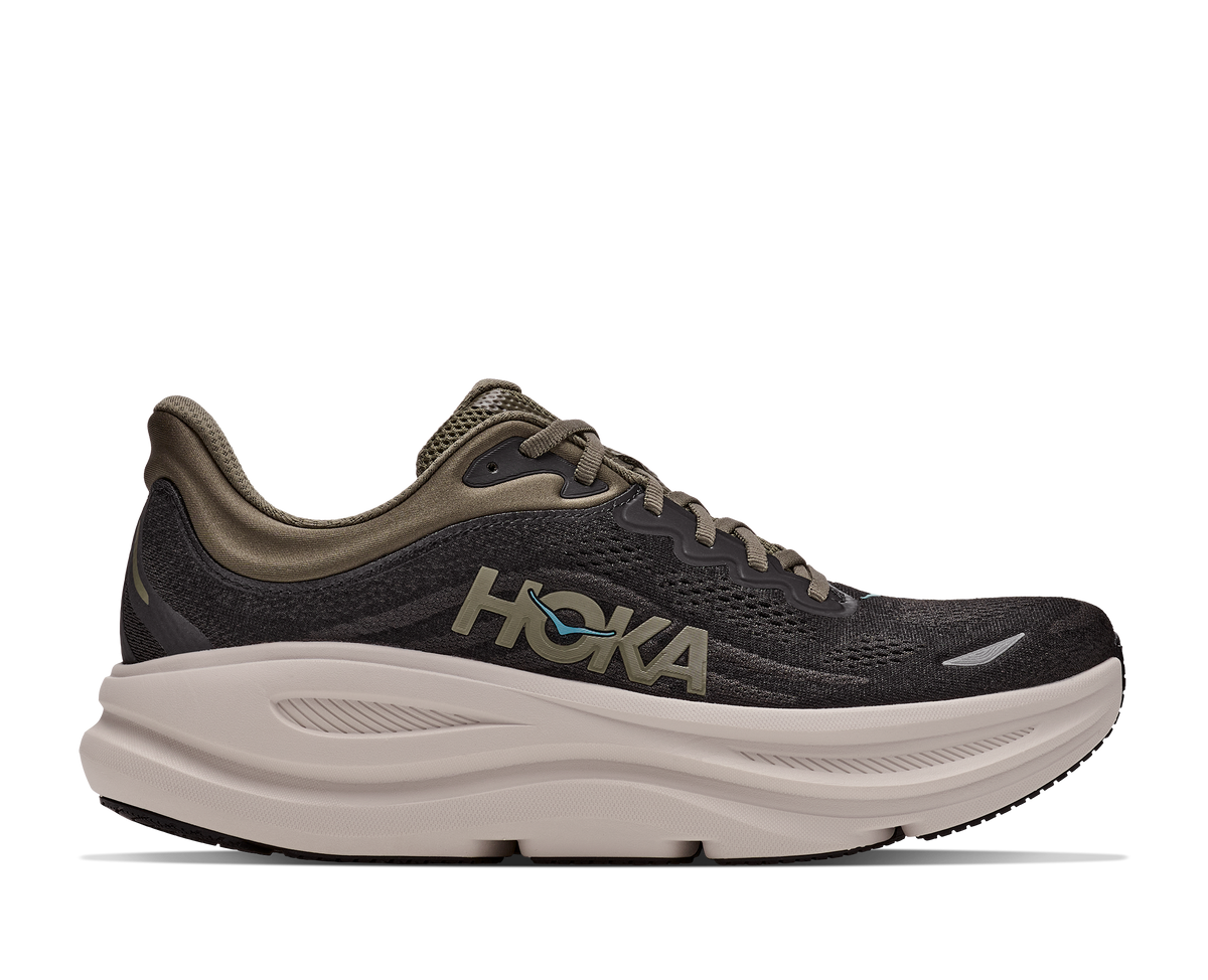 HOKA Men's Bondi 9 - BLACK / RIVER ROCK GREY (Wide)