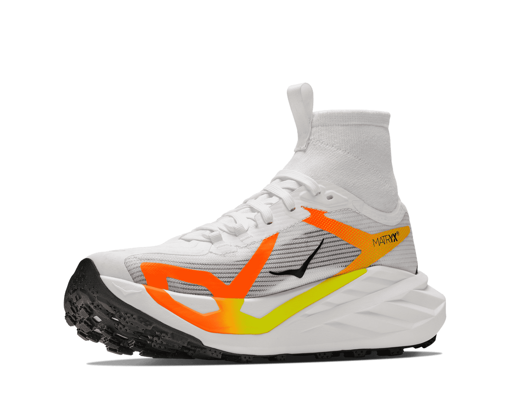 HOKA Men's Tecton X 4 - FROST / NEON TANGERINE
