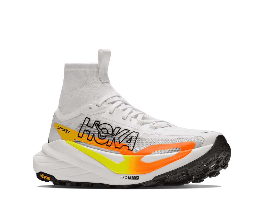 HOKA Men's Tecton X 4 - FROST / NEON TANGERINE