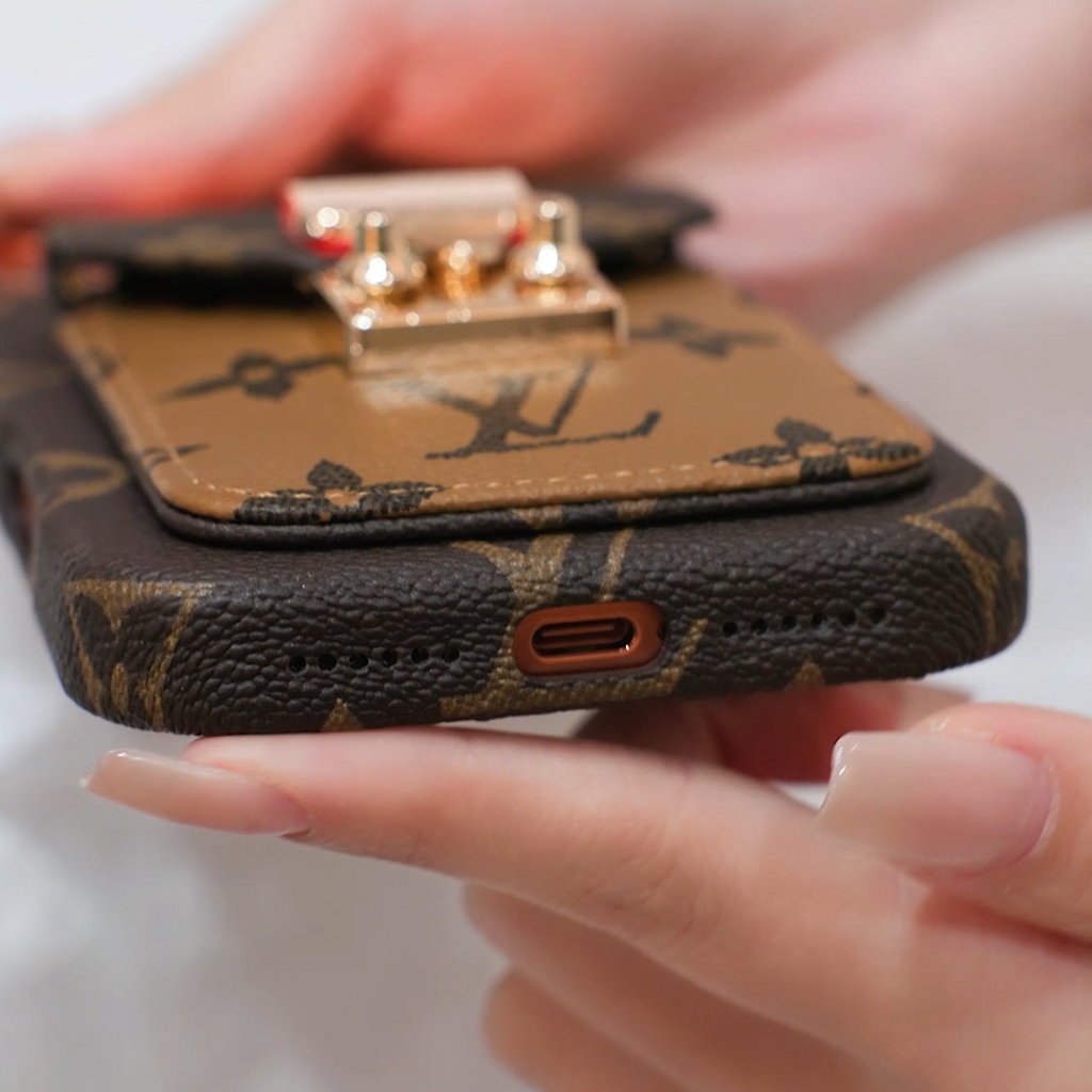 Luxury-Inspired Leather Card Pocket iPhone Case – Elegant Everyday Protection
