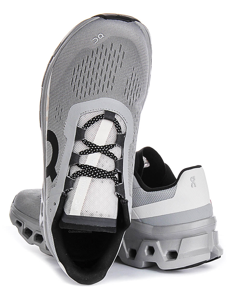 On Running Cloudmonster In Grey Black For Men