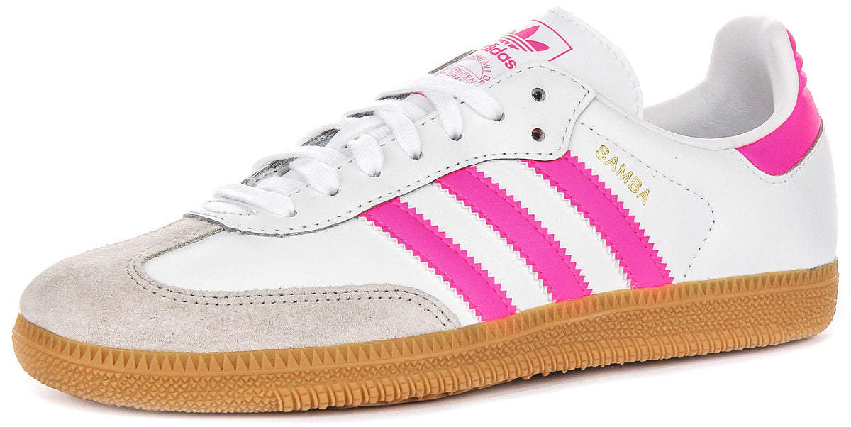 Adidas Samba OG J In White Pink For Youth