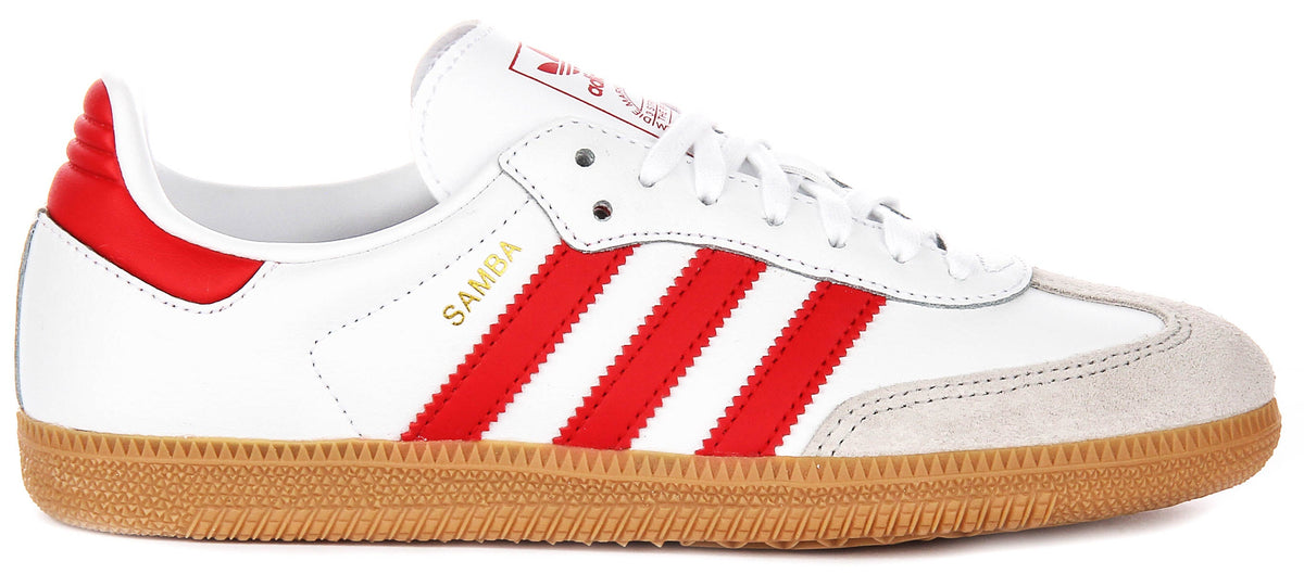 Adidas Samba OG J In White Red For Youth