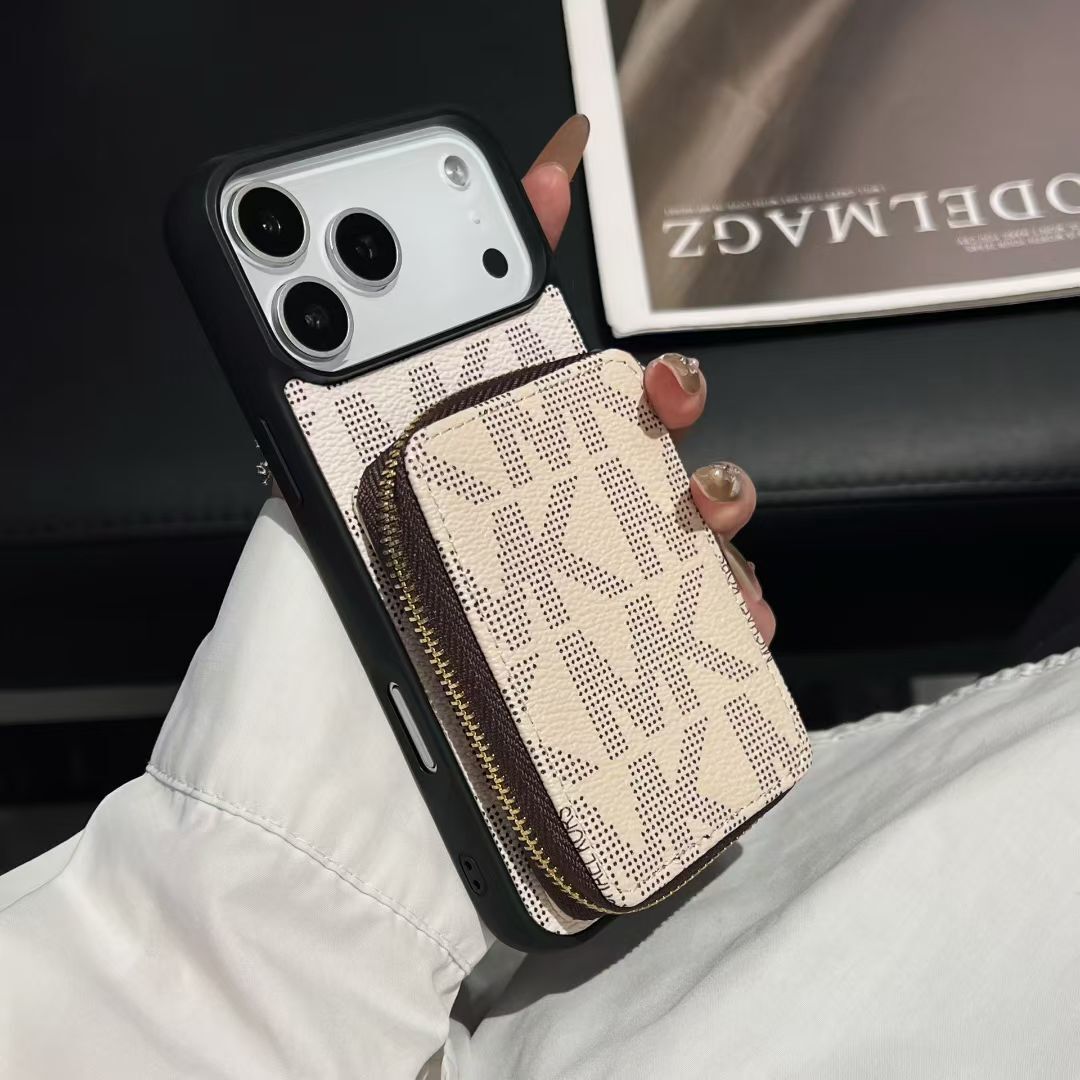 Luxury Inspired Phone Case with Card Holder Zipper Wallet
