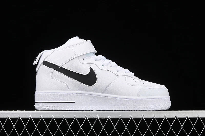 Nike Air Force 1 Mid "All White/Black"