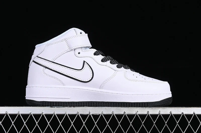 Nike Air Force 1 Mid "All White/Black"