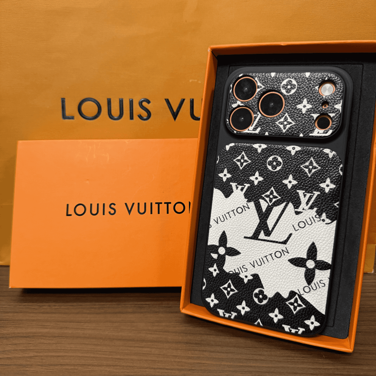 Illustration-Style Monogram Leather iPhone Case – Slim Luxury Protective Cover