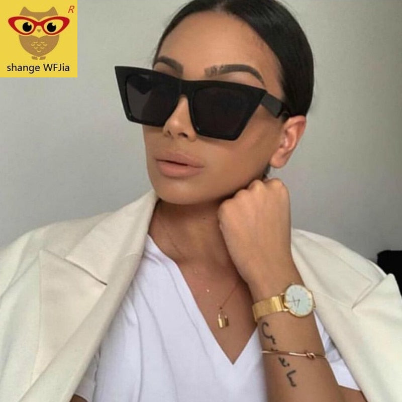 New Brand Sunglasses Square Glasses Personalized Cat Eyes Colorful Sunglasses Trend Versatile Sunglasses UV400 Curtain